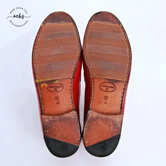 Bruno Magli Kurt Leather Loafers Red White Men 10 - Picture 12 of 14